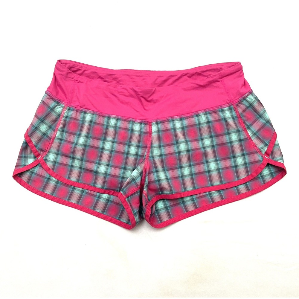 Lululemon Speed Shorts Size 6 Plaid Senorita Pink Running Stretch Wicking